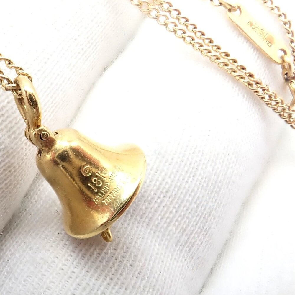 Rare! Tiffany & Co Ralph Lauren 18k Yellow Gold Nautical Bell Pendant Necklace - Picture 7 of 16